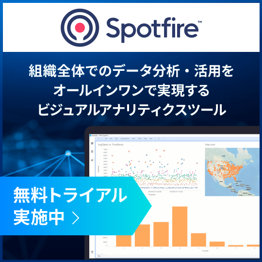 Spotfire® 組織全体でのデータ分析・活用をオールインワンで実現するビジュアルアナリティクスツール 無料トライアル実施中