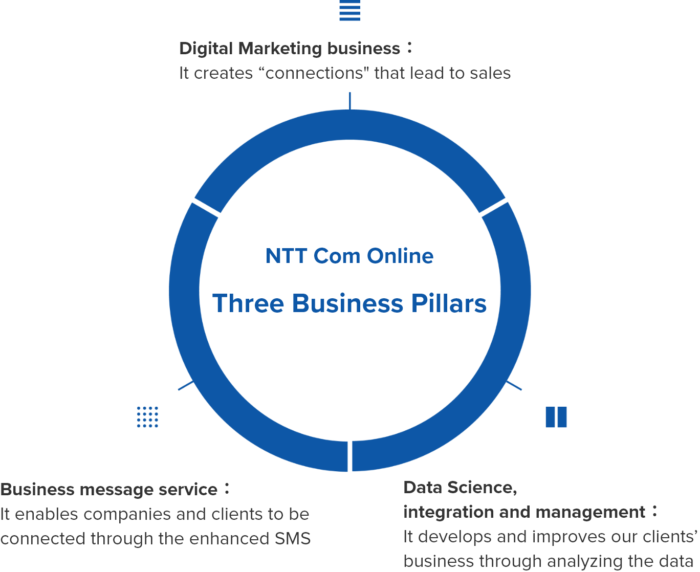 NTT Com Online Three Business Pillars