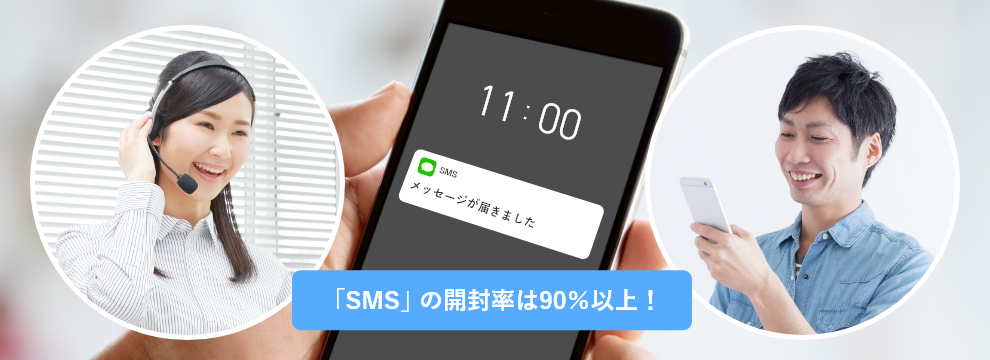 「SMS」の開封率は90％以上！