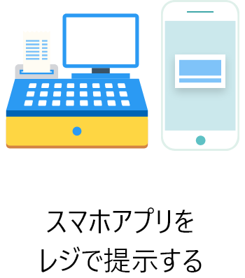スマホアプリをレジで提示する